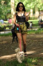 VANESSA HUDGENS Taking Her Dog to a Park in New York