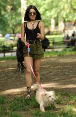 VANESSA HUDGENS Taking Her Dog to a Park in New York