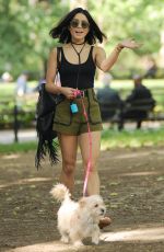 VANESSA HUDGENS Taking Her Dog to a Park in New York