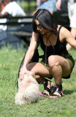 VANESSA HUDGENS Taking Her Dog to a Park in New York