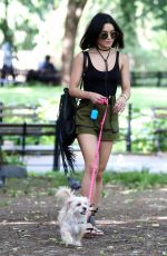 VANESSA HUDGENS Taking Her Dog to a Park in New York