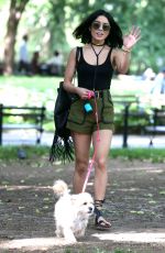 VANESSA HUDGENS Taking Her Dog to a Park in New York