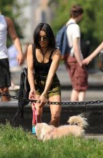 VANESSA HUDGENS Taking Her Dog to a Park in New York