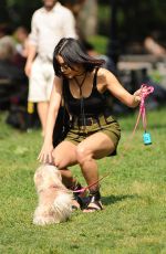 VANESSA HUDGENS Taking Her Dog to a Park in New York