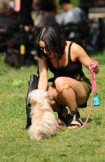 VANESSA HUDGENS Taking Her Dog to a Park in New York