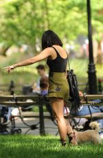 VANESSA HUDGENS Taking Her Dog to a Park in New York