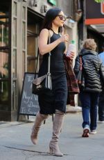 VANESSA HUDGENS Walks Her Dog Out in New York 05/14/2015