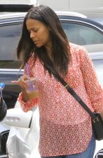 ZOE SALDANA Out and About in Beverly Hills 05/07/2015