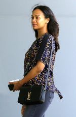ZOE SALDANA Out and About in Century City 05/04/2015
