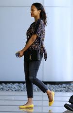 ZOE SALDANA Out and About in Century City 05/04/2015