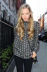 AMANDA SEYFRIED Arrives at Chiltern Firehouse in London 06/11/2015