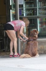AMANDA SEYFRIED Walks Her Dog Finn Out in New York 06/16/2015