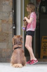 AMANDA SEYFRIED Walks Her Dog Finn Out in New York 06/16/2015