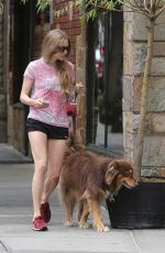 AMANDA SEYFRIED Walks Her Dog Finn Out in New York 06/16/2015