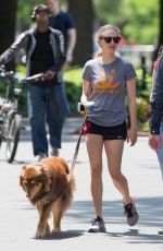 AMANDA SEYFRIED Walks Her Dog in New York 06/08/2015