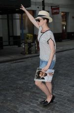 ANNE HATHAWAY in Jeans Shorts Out and About in New York