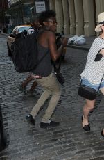 ANNE HATHAWAY in Jeans Shorts Out and About in New York