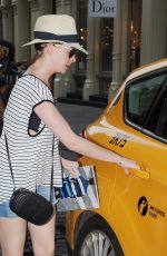 ANNE HATHAWAY in Jeans Shorts Out and About in New York
