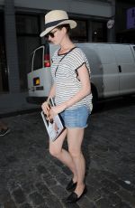 ANNE HATHAWAY in Jeans Shorts Out and About in New York