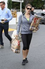 ASHLEY GREENE in Leggings Shopping at Bristol Farms in Beverly Hills 06/03/2015