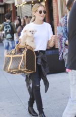 ASHLEY TISDALE With Her Dog Out in Soho 06/13/2015