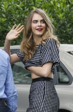 CARA DELEVINGNE Greeting Fans at Her Hotel in Madrid 06/15/2015