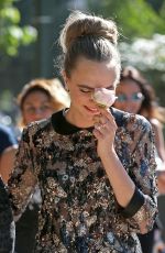 CARA DELEVINGNE in Shorts Out in Paris 06/17/2015