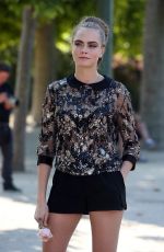 CARA DELEVINGNE in Shorts Out in Paris 06/17/2015