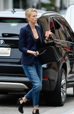 CHARLIZE THERON Arrives at Bouchon in Beverly Hills 06/04/2015