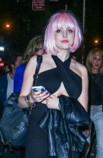 ELIZABETH GILLIES with a Pink Wig Night Out in New York 06/29/2015