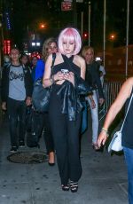 ELIZABETH GILLIES with a Pink Wig Night Out in New York 06/29/2015