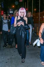 ELIZABETH GILLIES with a Pink Wig Night Out in New York 06/29/2015