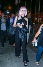 ELIZABETH GILLIES with a Pink Wig Night Out in New York 06/29/2015