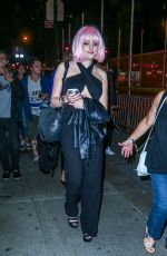 ELIZABETH GILLIES with a Pink Wig Night Out in New York 06/29/2015