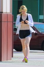 ELLE FANNING in Shorts and Tank Top Heading to a Gym in Studio City 06/30/2015