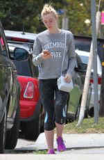 ELLE FANNING in Tights Out and About in Los Angeles 06/06/2015
