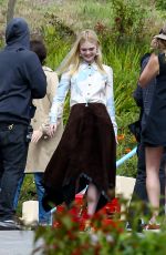 ELLE FANNING on the Set of a Photoshoot in Malibu 06/17/2015