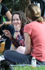 ELLEN PAGE and ALLISON JANNEY on the Set of Tallulah in New York