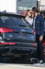 EMMA STONE and Andrew Garfield at a Gas Station in Santa Monica 06/20/2015
