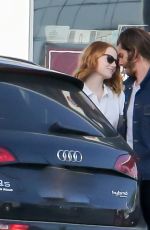 EMMA STONE and Andrew Garfield at a Gas Station in Santa Monica 06/20/2015