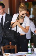 GIGI HADID at Il Pastaio in Beverly Hills 06/15/2015