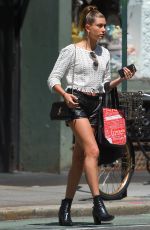 HAILEY BALDWIN in Leather Shorts Out Shopping in New York 06/19/2015