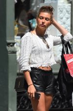 HAILEY BALDWIN in Leather Shorts Out Shopping in New York 06/19/2015
