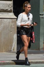 HAILEY BALDWIN in Leather Shorts Out Shopping in New York 06/19/2015