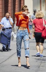 HAILEY BALDWIN in Ripped Jeans Out and About in New York 06/17/2015