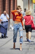 HAILEY BALDWIN in Ripped Jeans Out and About in New York 06/17/2015