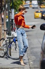 HAILEY BALDWIN in Ripped Jeans Out and About in New York 06/17/2015