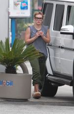 HILARY DUFF at a Gas Station in Los Angekes 05/31/2015