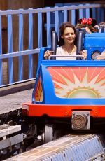 KATIE HOLMES in Cutoff Out at Disneyland in Anaheim 06/29/2015