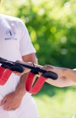 AMY WILLERTON in Tights Working Out at a Beach in Ibiza 06/23/2015